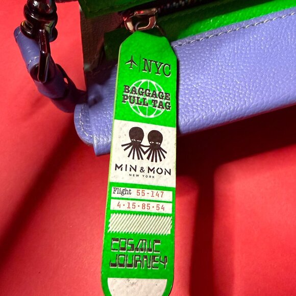 Min & Mon Leather Crossbody Bag – Lavender & Lilac with Neon Green Accents - Picture 10 of 12